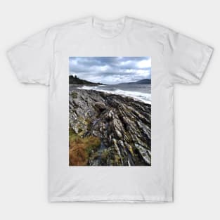 The stretch of rocky coastline, Kintyre Peninsula, Scotland. T-Shirt